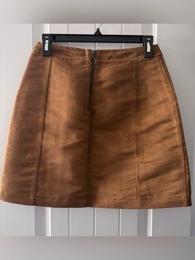 Faux Suede Mini Skirt with Front Ring Zip